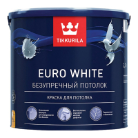 TIKKURILA EURO WHITE краска для потолка, безупречный потолок, глубокоматовая, белая (2,7л)