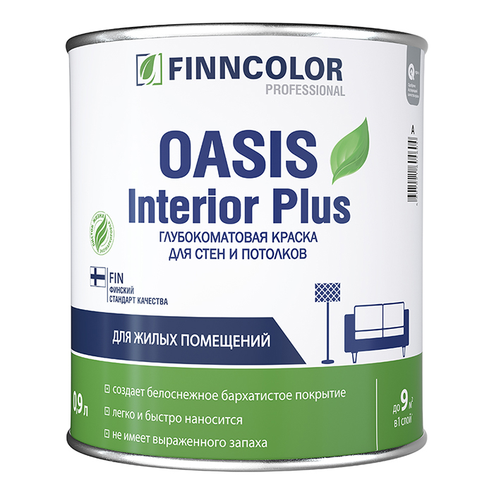 FINNCOLOR OASIS INTERIOR PLUS краска для стен и потолков влагостойкая .