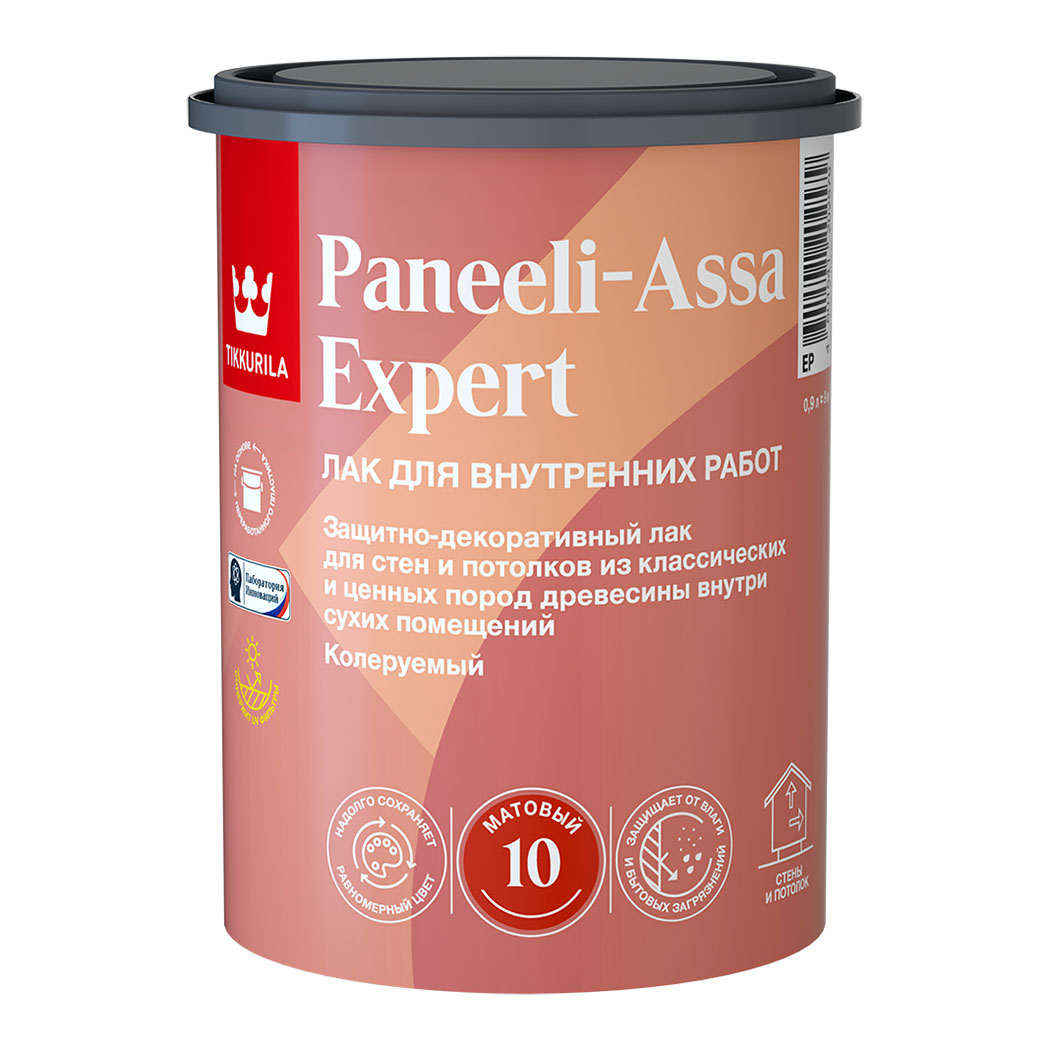 

Tikkurila Paneeli Assa Expert EP лак для стен и потолков акриловый, матовый (0,9л)