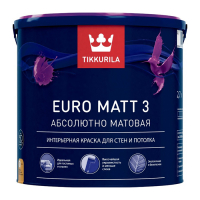 TIKKURILA EURO MATT 3 краска интерьерная, для стен и потолков, абсолютно матовая, база A (9л)